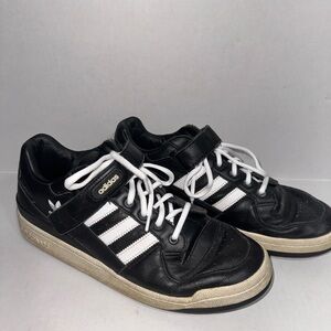 Adidas Forum Low Men’s Size 10.5 Black White Logo Hokk N Loop Strap Over Laces